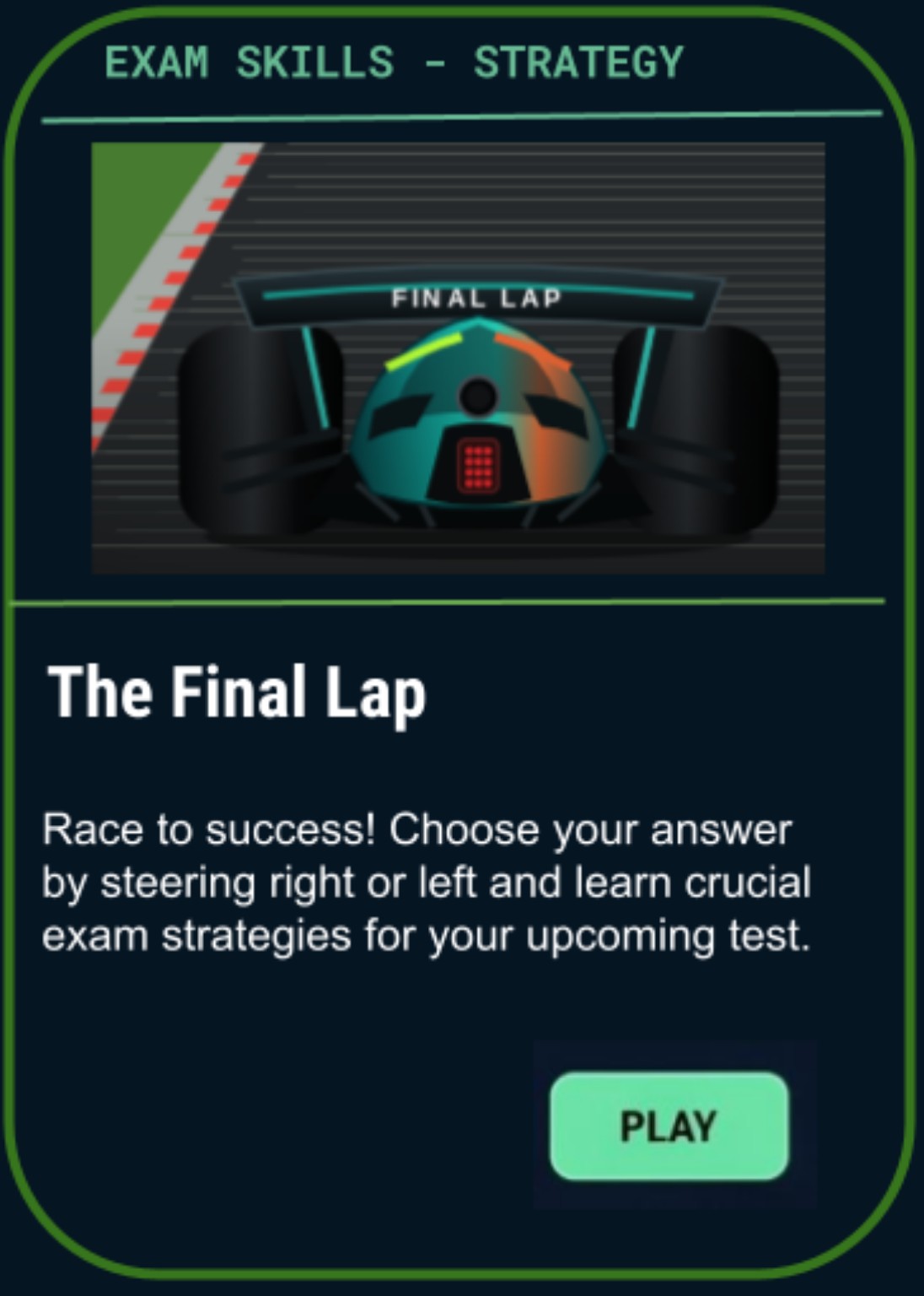 The Final Lap game card