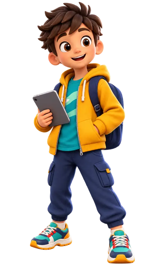 A young phone rescuer holding a tablet